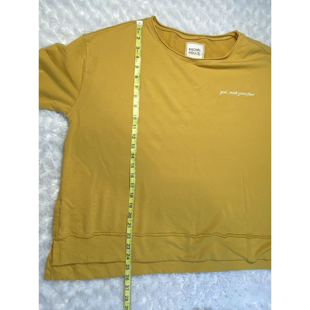 Rachel Hollis Mustard Yellow Girl Wash Your Face Lightweight Thumbholes Size L - Picture 6 of 10
